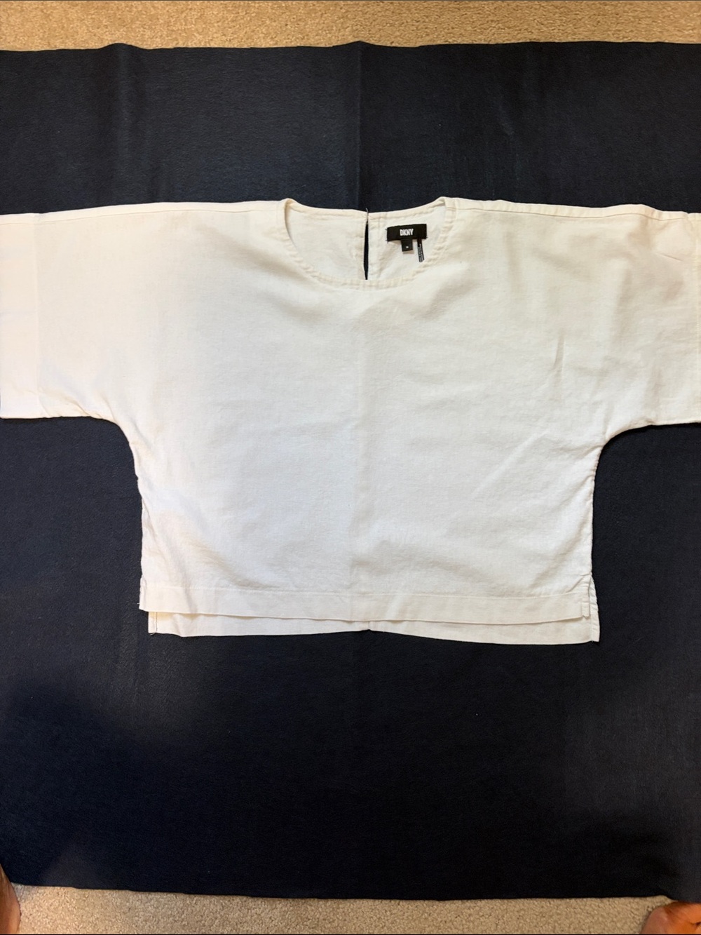 DKNY white Short Sleeve Boxy Top
